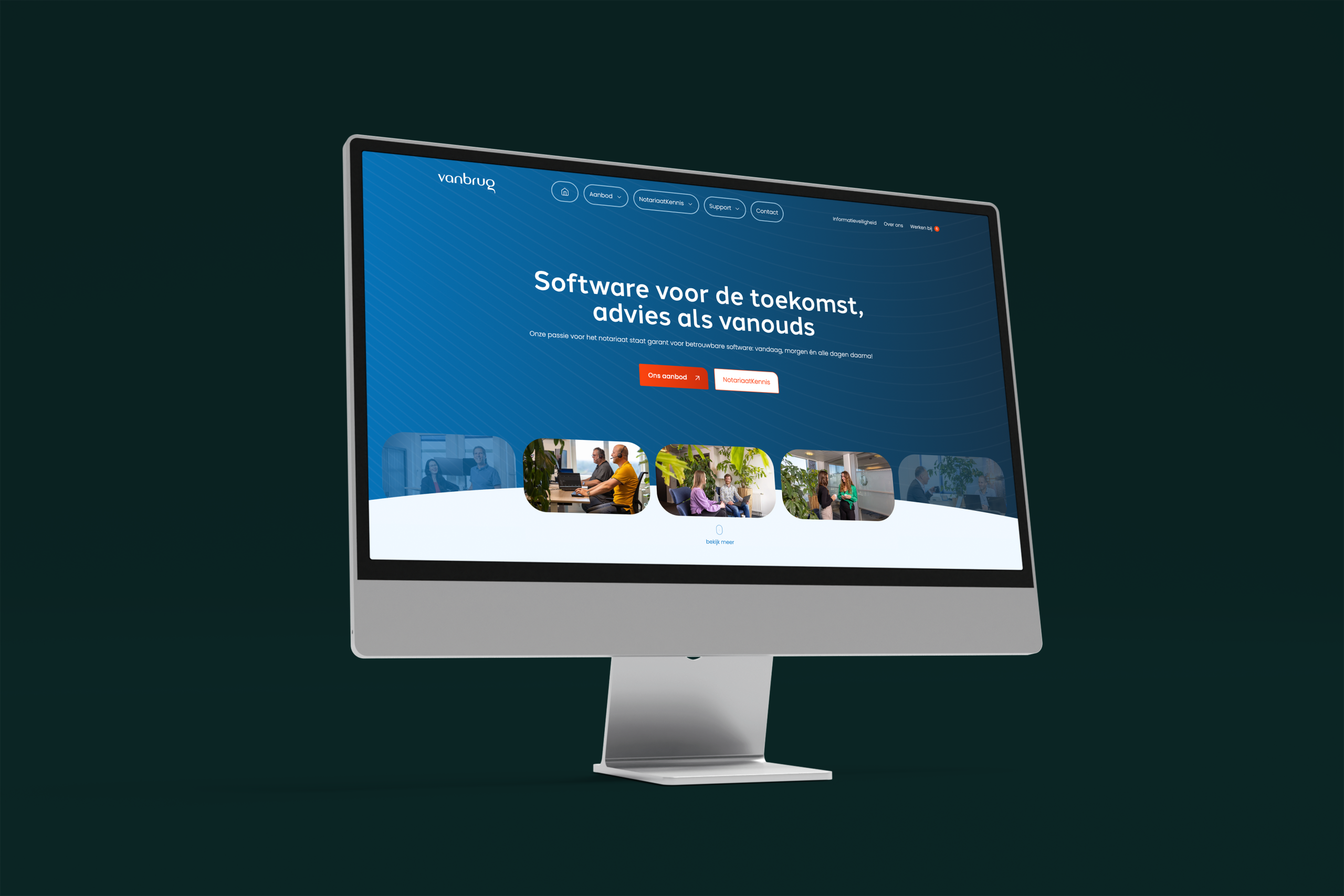 Van brug mockup op computerscherm met groene achtergrond
